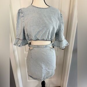 WeWoreWhat Denim Jean Cut Out Skirt & Crop Top – Size Medium – 2 Pc Set - NWT